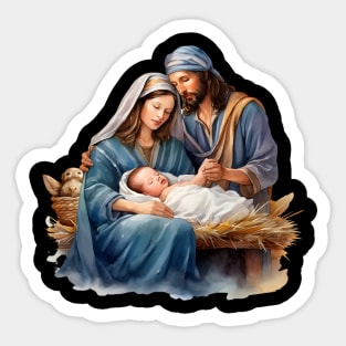 Watercolor Nativity Scene Sticker